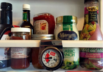 An appliance thermometer can help you determine whether refrigerated foods have maintained safe temperatures when a power outage has occurred. Adair Hoover, ©2016 HGIC, Clemson Extension