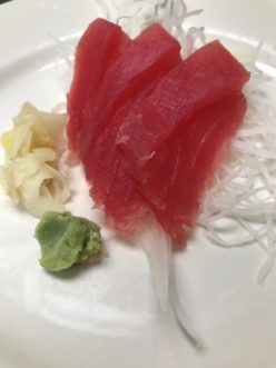 Tuna Sashimi. People with a compromised immune system should avoid eating raw seafood of any kind.
