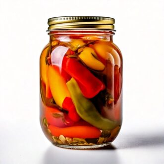 Pickled peppers in a jar.