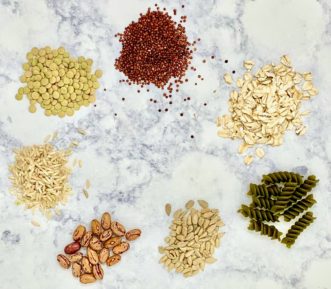 Replace meat with dried beans, peas, lentils, tofu, eggs, and other protein sources more often.