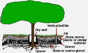 Soil fill over a ventilating tile system
