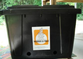 Commercial plastic worm bin.