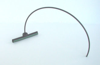Emitter with spaghetti tubing attached