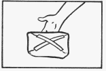 Folded ends brought to the center of the package and taped