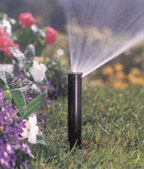 Image depicts a one-quarter circle spray head in operation.