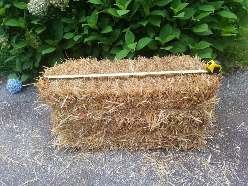Straw bale size should be approximately 3’x 2’ x 1.5’.