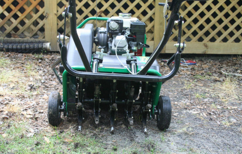 A core aerifier is used to reduce soil compaction.