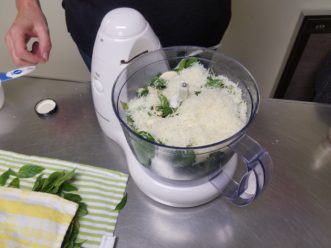 Parmesan cheese is added to the mix before adding the olive oil or after.<br />LayLa Burgess, ©2018, HGIC, Clemson University