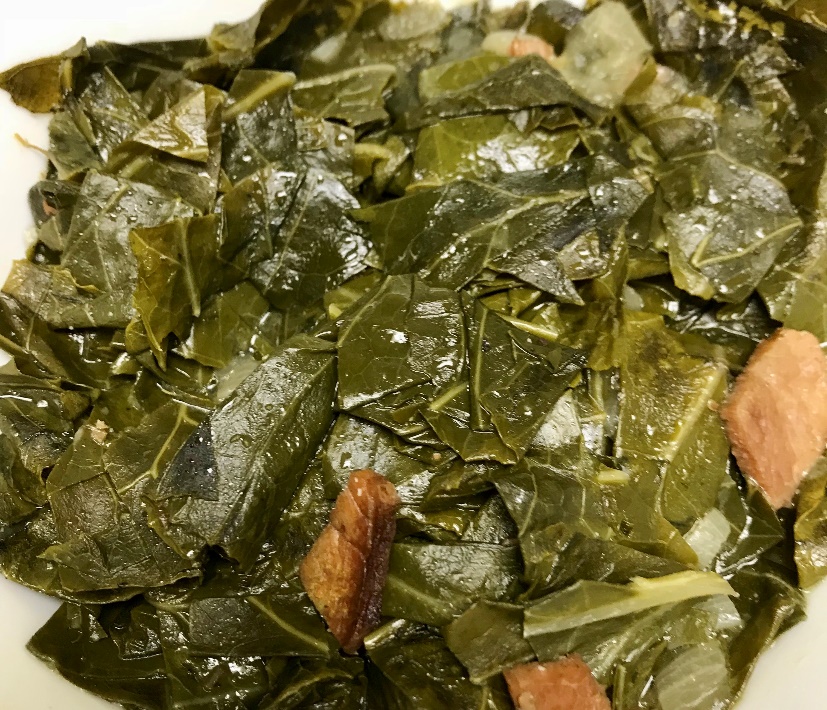 Cooked collards are a nutritious side dish and perfect on a Sunday supper menu.