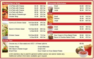 Look for calorie information on drive through menu boards. Fast foods are often calorie dense and upsizing can significantly increase your daily calorie intake.
