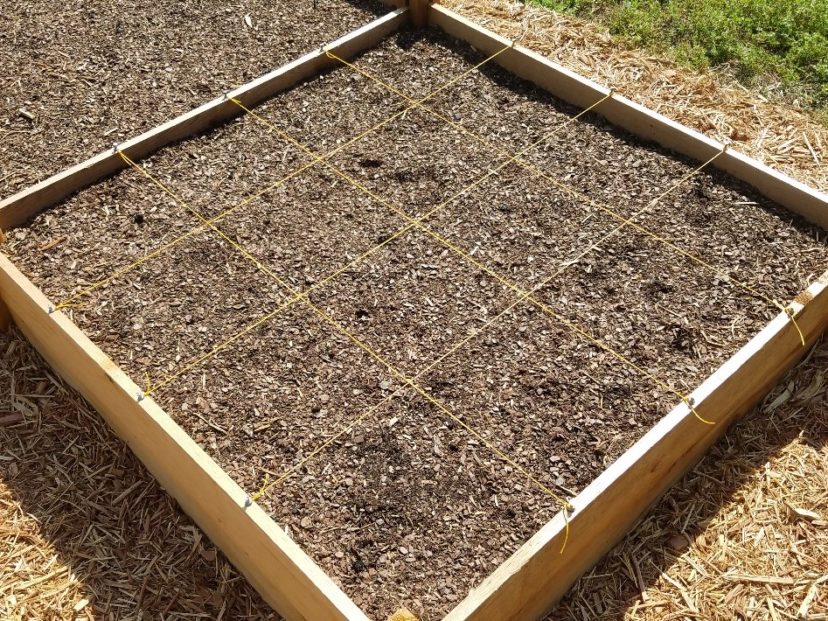 String or cord can be used in place to indicate lines as measurements are made for the raised bed. The use of lattice laid on top of the raised bed is also an option.