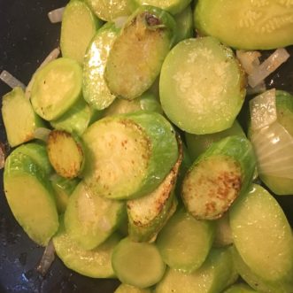 Sautéed Tromboncino squash.