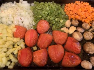 The vegetables for the soup after roasting.
