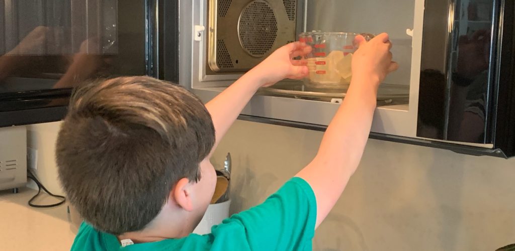 melt-the-soap-base-following-package-directions- Place the cubes in a microwave-safe glass measuring cup.
