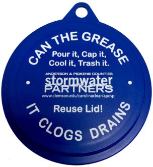 Reusable lids can be used to store fats, oils, and grease in steel/tin soup cans until they are full and ready for proper disposal.