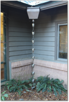 A rain chain located at the SC DNR office in Clemson, SC Cathy Reas Foster, Clemson Extension