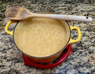 A pot of hearty Pumpkin Muenster Grits might become your new fall favorite! Adair Hoover, ©2020, HGIC, Clemson Extension
