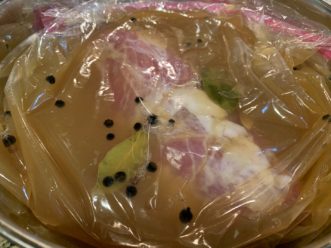 Pour brine into a 2-gallon zip-top plastic bag. Add pork; seal. Refrigerate 8 hours or overnight, turning bag occasionally. Kimberly Baker, ©2020 Clemson Extension