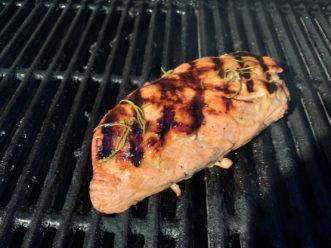 Remove pork from brine. Place pork loin on a greased pre-heated grill rack or in a lightly greased roasting pan. Kimberly Baker, ©2020 Clemson Extension