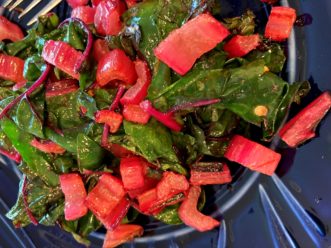 Swiss Chard petioles can be chopped and sauteed along with the greens. Stephanie Turner, ©2020, Clemson Extension
