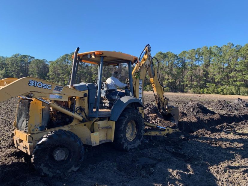 French drains are being installed in lower-lying areas of some fields. Zachary Boone Snipes, ©2021, Clemson Extension