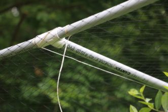 Add a crossbar running the length of the frame adds rigidity and support for the frame and netting. Cory Tanner, ©2021, Clemson Extension