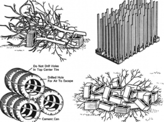 Figure 2: Examples of constructed habitat structures. Photo Credit: Alabama Cooperative Extension System