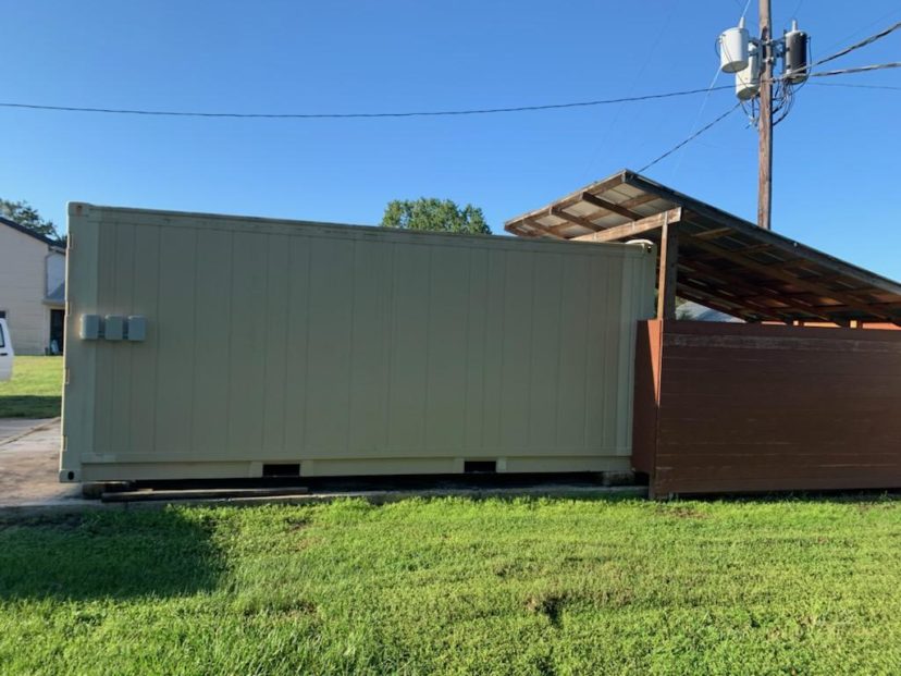 A retrofitted shipping container for growing vegetable transplants at the CREC. Zack Snipes, ©2021, Clemson Extension