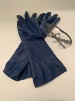 An example of gloves and eye protection.