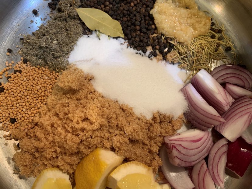 Common dry ingredients for a wet brine before adding water and apple cider.