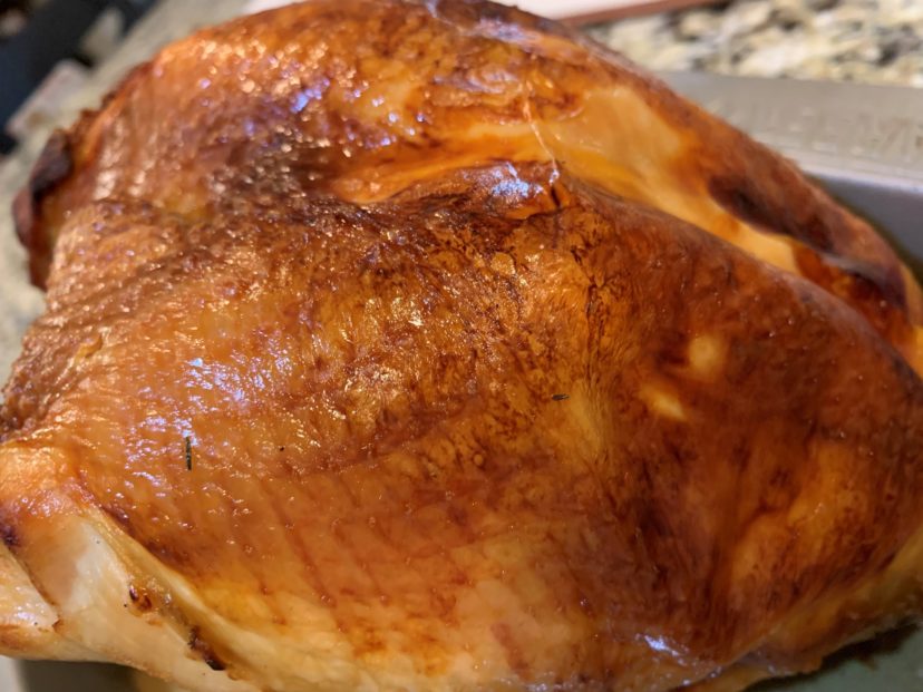 Turkey roasted after being wet brined.