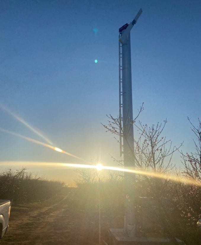 Temperatures quickly dropped once the sun went down, and wind machines were used in some peach orchards to keep air circulating.