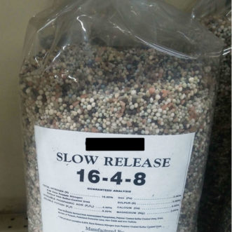 The guaranteed analysis or fertilizer grade, 16-4-8, indicates the percentage by weight of nitrogen (N), phosphate (P2O5) and potash (K2O). They’re often simply expressed as N-P-K (nitrogen (N), phosphorus (P) and potassium (K)).
