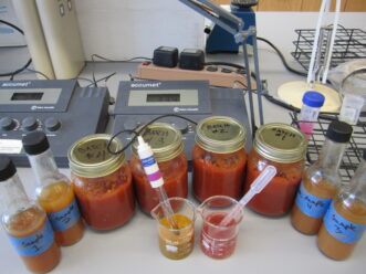 pH testing in Clemson’s product testing lab.