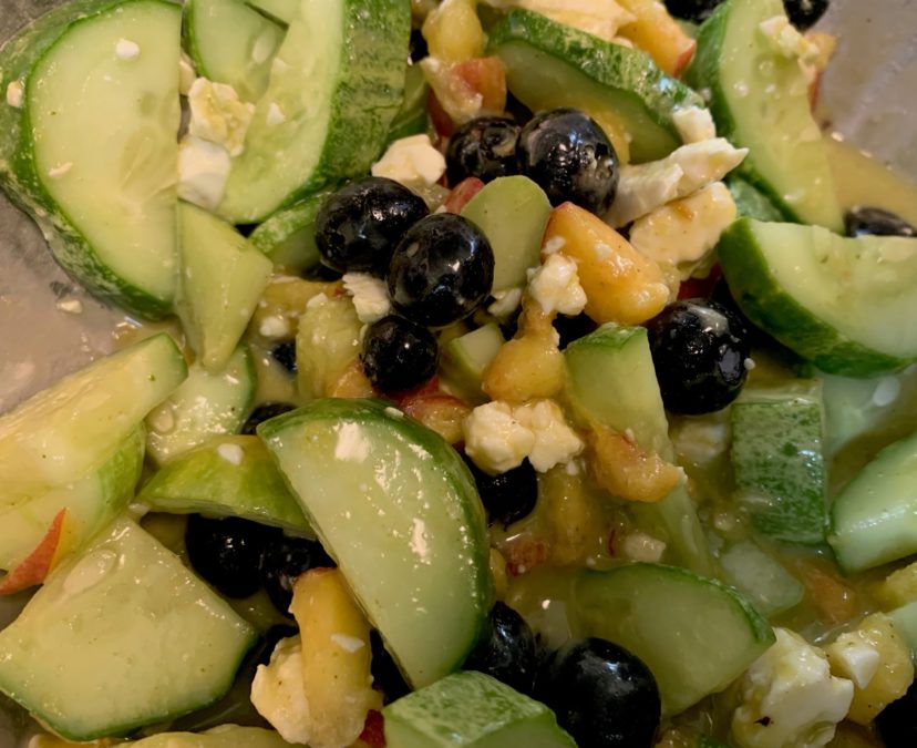 Blueberry, Peach, and Cucumber Salad.