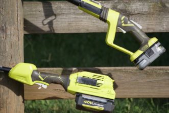 The battery packs will run the pole saw and string trimmer continuously for more than an hour.
