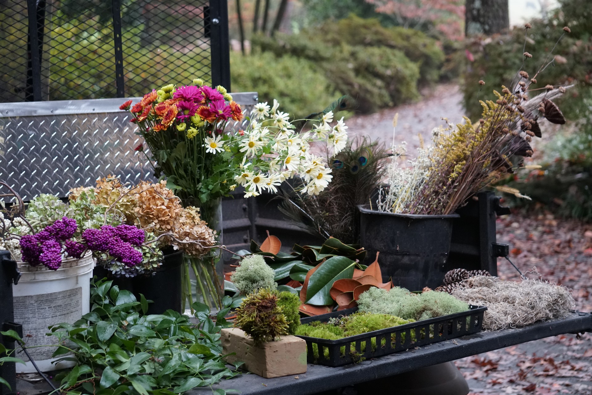 I gathered a selection of flowers and foliage from my home garden for my Southern style floral design.