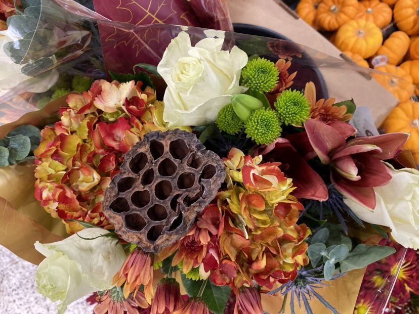 Cucurbits and harvest flower bouquets make fantastic holiday decorations.