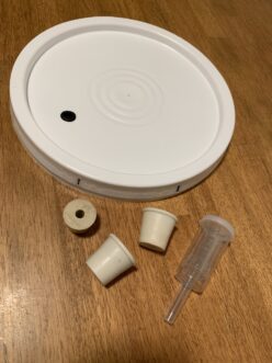 Various airlocks, bungs, and lids.