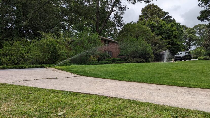 This irrigation system was correctly running during the early morning