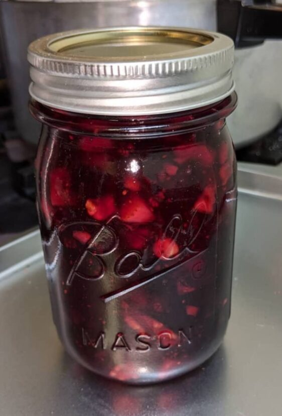 cranberry orange conserve in a pint jar