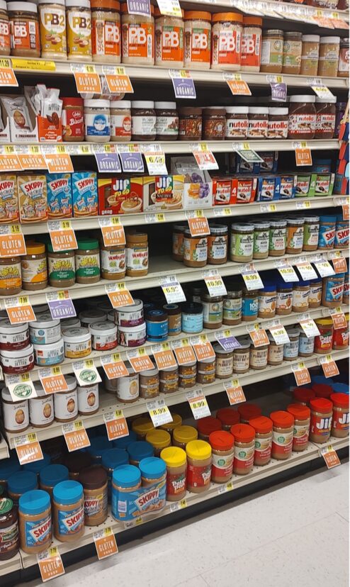Peanut butter options available for consumer purchase.