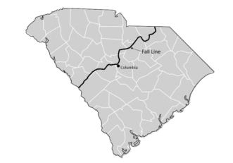 Figure 2. A Map of the Fall Line in South Carolina.