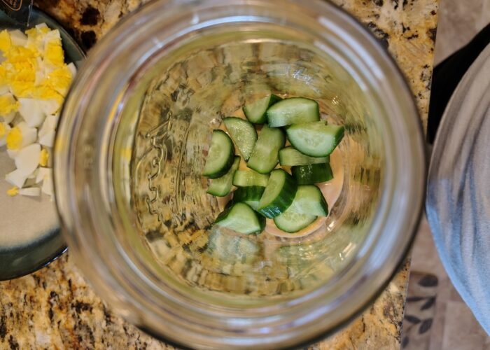 Salad dressing and hard vegetables.