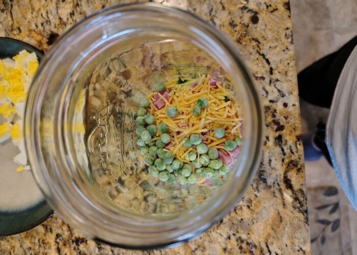 Layered Protein, Cheese, and Soft Vegetables.