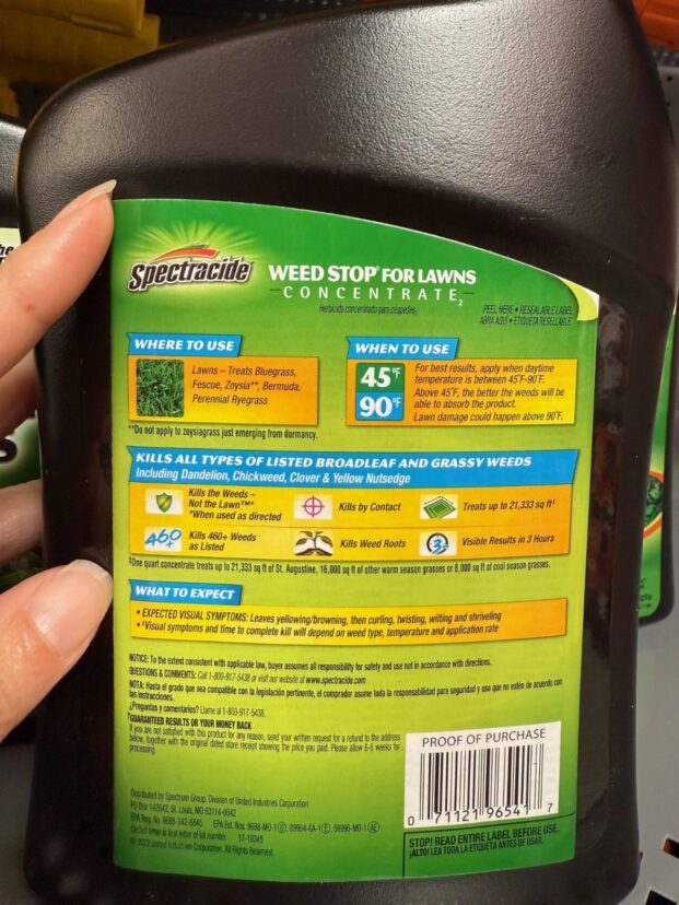 This product label peels open from the corner and folds out with further information.