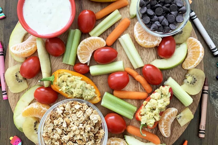 Healthy after-school snack board.