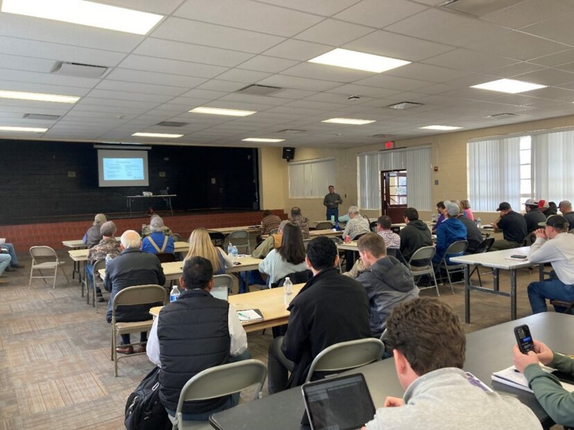 Lenny Wells presenting at the South Carolina pecan production meeting in Columbia, SC, on February 25, 2026.