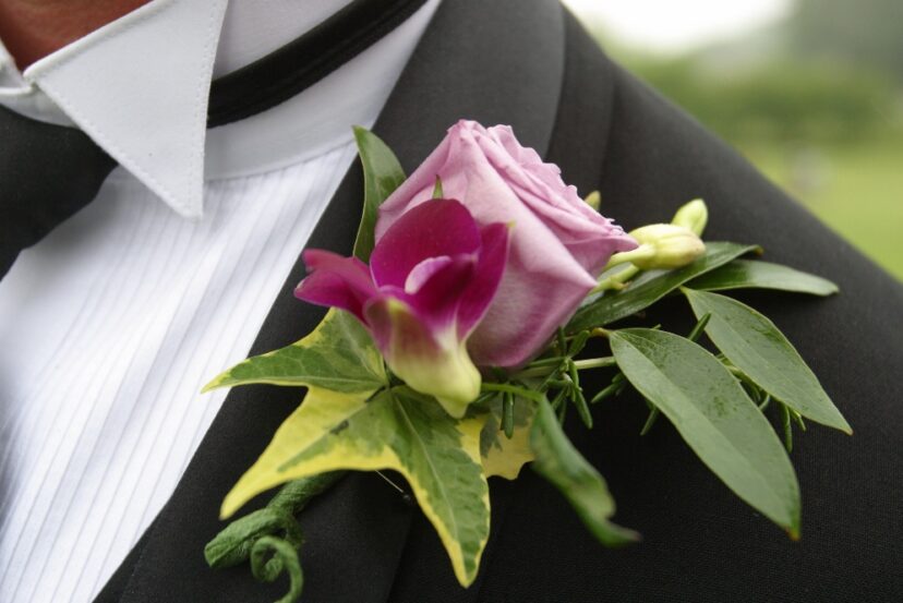 Groomsmen wearing a coordinating boutonniere