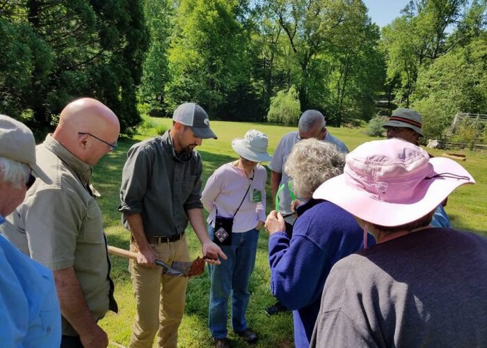 Participants in a South Carolina Native Plant Certificate learning basic horticulture in the field